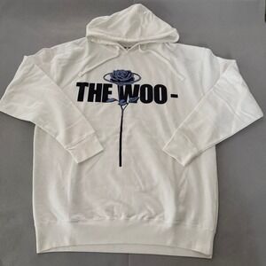 Vlone x Pop Smoke The Woo Hoodie White Blue Rose XL Mens Graphic Sweatshirt